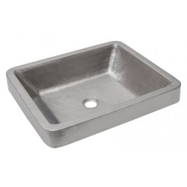 Rectangle Skirted Vessel Hammered Copper Sink In Electroless Nickel