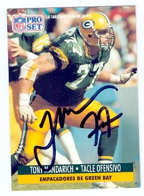 Tony Mandarich autographed Football Card (Green Bay Packers) 1991 Pro Set Spanish No.77