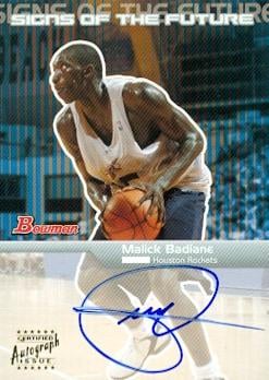 Malick Badiane autographed Basketball Card (Houston Rockets) 2003 Bowman Signs of the Future No.SFA-MBA Rookie