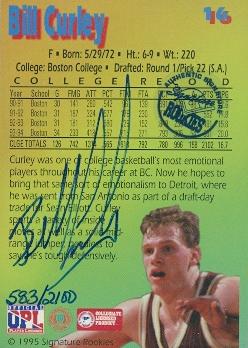 Bill Curley autographed Basketball Card (Boston College) 1995 Signature Rookies No.16