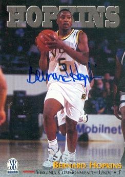 Bernard Hopkins autographed Basketball Card (Virginia Commonwealth) 1997 Score Board Rookie