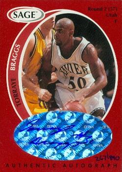 Torraye Braggs autographed Basketball Card (Xavier) 1998 SAGE Red No.A4 Rookie