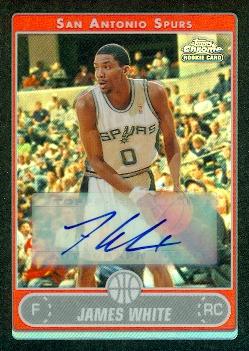 James White autographed Basketball Card (San Antonio Spurs) 2007 Topps Chrome No.194 Rookie