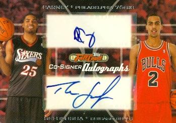 Rodney Carney & Thabo Sefolosha autographed Basketball Card (76ers & Bulls) 2006 Topps Full Court No.CS-46