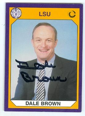 Dale Brown autographed basketball card (LSU Tigers) 1990 College Collection No.11