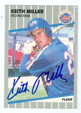 Keith Miller autographed baseball card (New York Mets) 1989 Fleer No.45