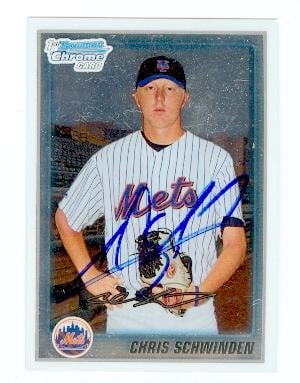 Chris Schwinden autographed baseball card (New York Mets) 2010 Topps Bowman Chrome No.BCP166