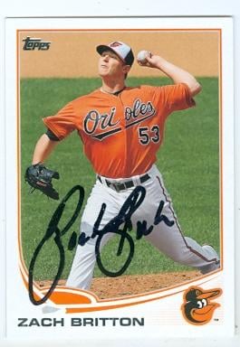 Zach Britton autographed baseball card (Baltimore Orioles) 2013 Topps No.US292