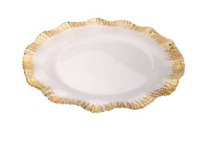 Classic Touch Décor Ccd619 12 In. Scalloped Chargers With Gold, Set Of 4