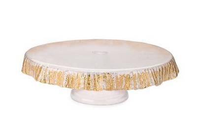 Classic Touch Décor Cpd617f 12 In. Scalloped Cake Stand With Gold