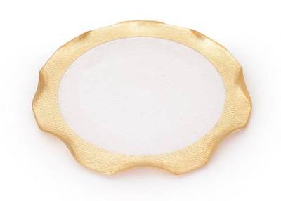9 In. Wavy Plates With Gold, Set Of 4