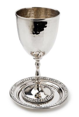 Classic Touch Décor Sdkc69 Kiddush Cup On Tray With Stones