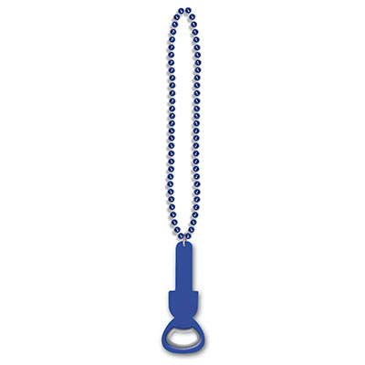 Beistle 54651-b Beads With Bottle Opener, Blue - Pack Of 12