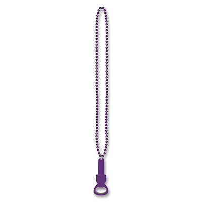 Beistle 54651-pl Beads With Bottle Opener, Purple - Pack Of 12