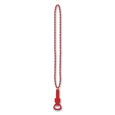 Beistle 54651-r Beads With Bottle Opener, Red - Pack Of 12
