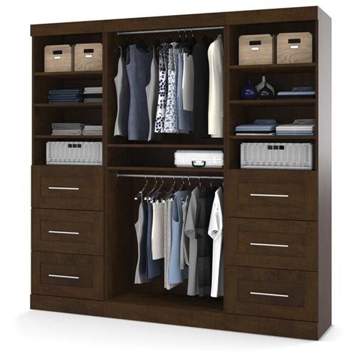 Bestar 26857-69 Pur 86 In. Classic Kit With 2 Shelves And 2 Drawer Set Chocolate