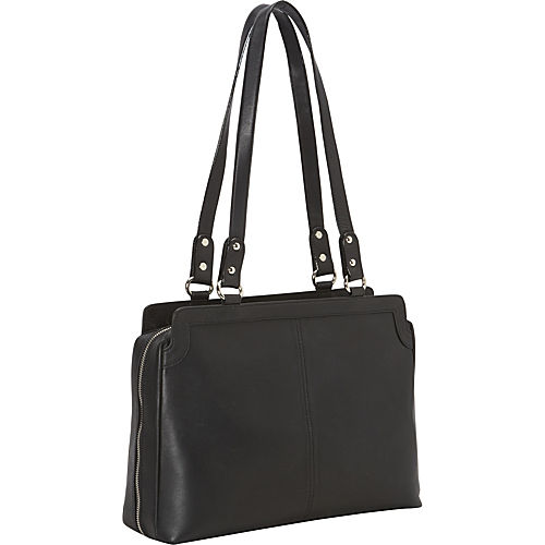2-217-1b-blk East West Tote With Zip In Front, Black