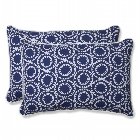 568300 Ring A Bell Navy Over-sized Rectangular Throw Pillow - Set Of 2