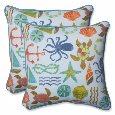 569475 Seapoint Blue Summer Throw Pillow 18.5 In. - Set Of 2