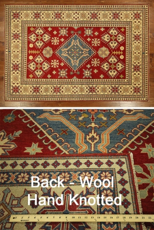 Mesa Collection Hand Knotted Wool Red Super Kazak 8 Ft. 2 In. X 12 Ft. 1 In. Area Rug