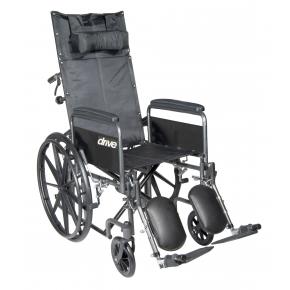 Drive Medical Ssp16rbdfa Silver Sport Reclining Wheelchair With Elevating Leg Rests, Blue