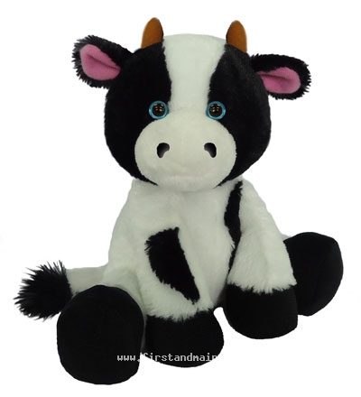 First & Main 7803 7 In. Sitting Floppy Friends Cow Plush Toy