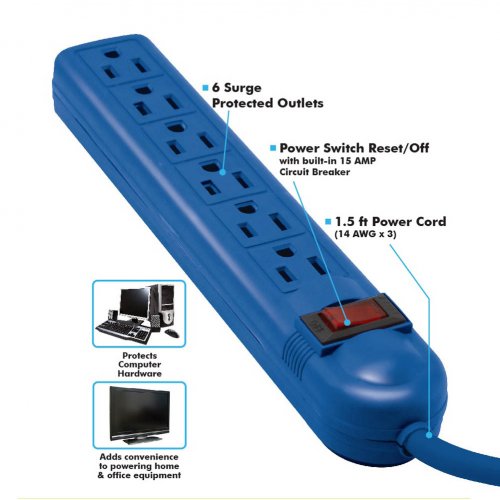 UPC 849537010072 product image for Finelife  Power Strip Monaco Blue Colo | upcitemdb.com