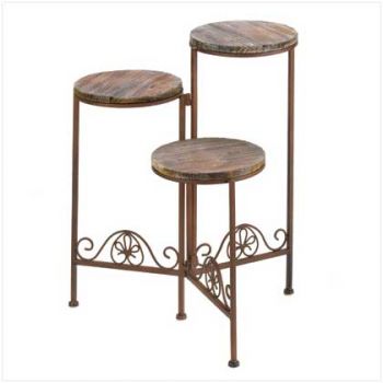 10001091 Rustic Triple Planter Stand