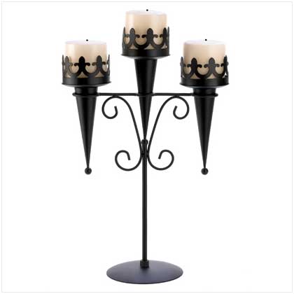 10014114 Medieval Triple Candle Stand