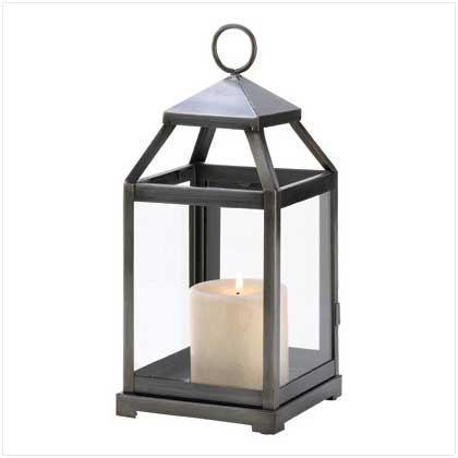 10014125 Rustic Silver Candle Lantern