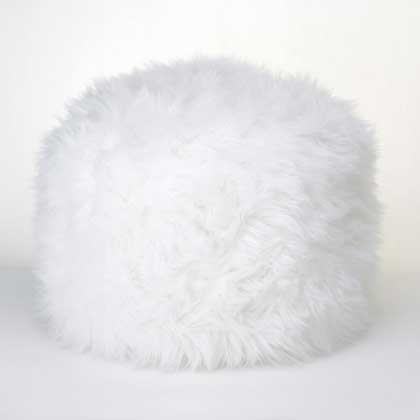 10015183 Fuzzy White Ottoman Footstool