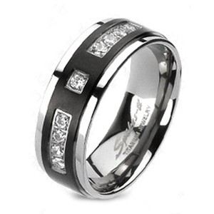 Titanium Solid Men Ft.s Ring Black With Multi Cz