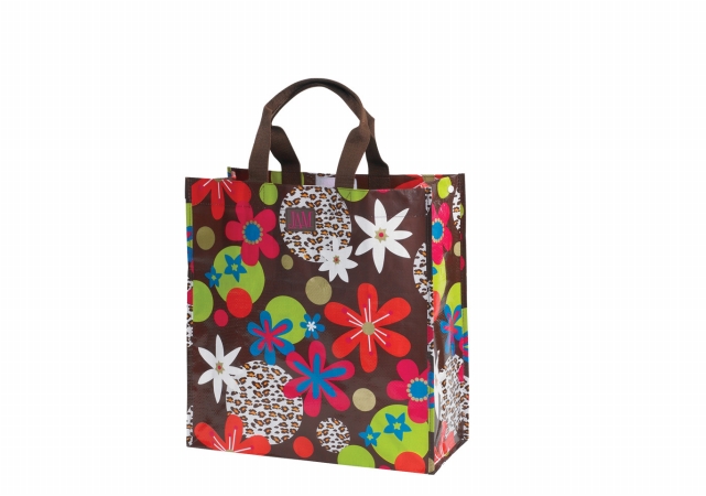 P2sbclf Poly Shopping Bag - Chocolate Leopard Floral Pack Of 6