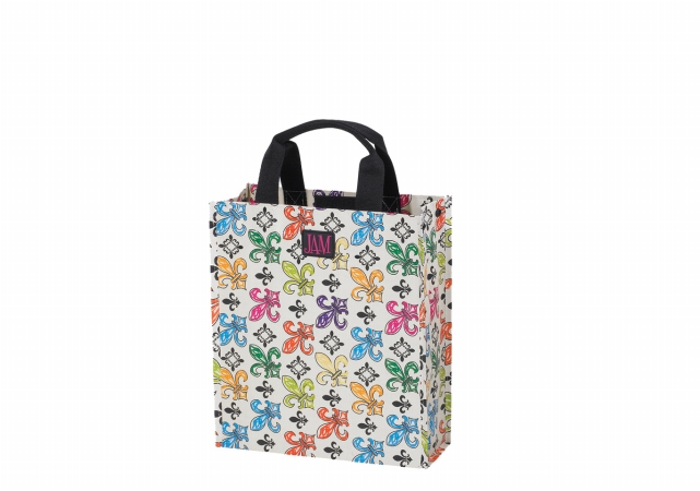 P2ssfdl2 Poly Small Shopper - Crème Fleur De Lis Pack Of 6