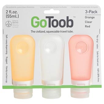Gotoob Travel Tube, 2 Oz. - Clear, Orange & Red, 3 Pack