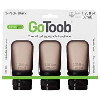 Gotoob Travel Tube, 1.25 Oz. - Black, 3 Pack