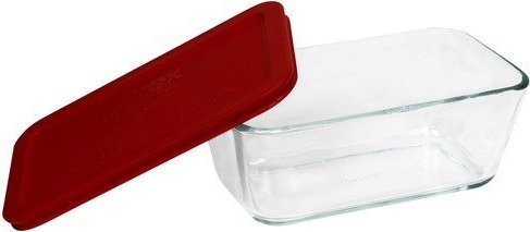 1070804 Clr Storage 4.8 Cup Oblong Dish - Clear With Red Lid, Pack Of 4