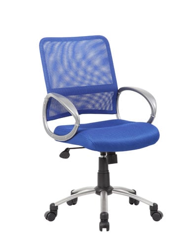 B6416-be Mesh Back With Pewter Finish Task Chair - Blue