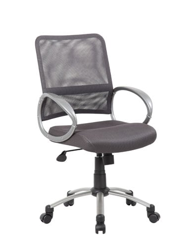 B6416-cg Mesh Back With Pewter Finish Task Chair - Charcoal Grey