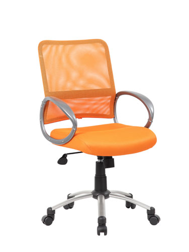 B6416-or Mesh Back With Pewter Finish Task Chair - Orange