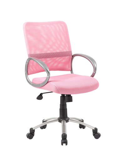 B6416-pk Mesh Back With Pewter Finish Task Chair - Pink