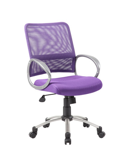 B6416-pr Mesh Back With Pewter Finish Task Chair - Purple