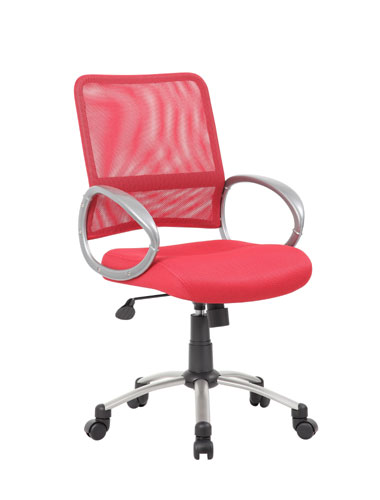 B6416-rd Mesh Back With Pewter Finish Task Chair - Red