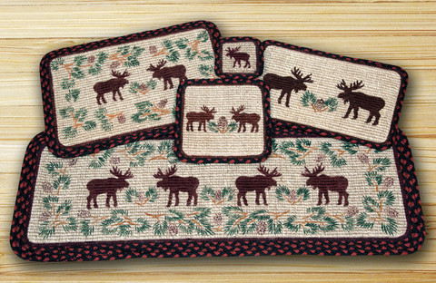 Earth Rugs 84-019mp Wicker Weave Trivet, Moose And Pinecone,