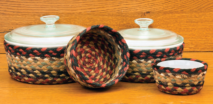 Earth Rugs 36-cb019 Braided Baskets, Burgundy And Mustard