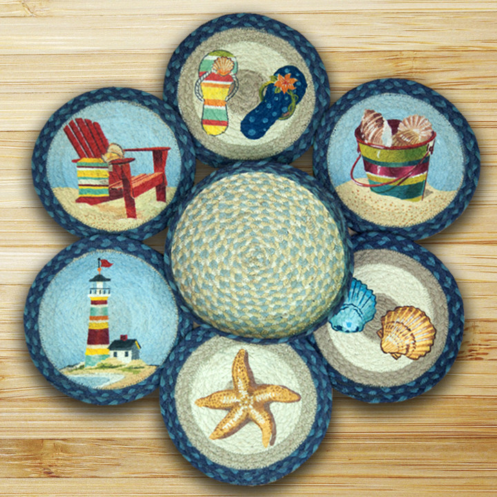 Earth Rugs 56-362bts Trivets In A Basket, By The Sea