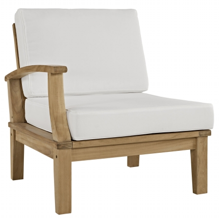 Eei-1148-nat-whi-set Marina Outdoor Patio Teak Right-arm Sofa, Natural White
