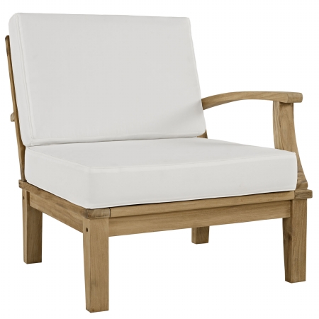 Eei-1149-nat-whi-set Marina Outdoor Patio Teak Left-arm Sofa, Natural White
