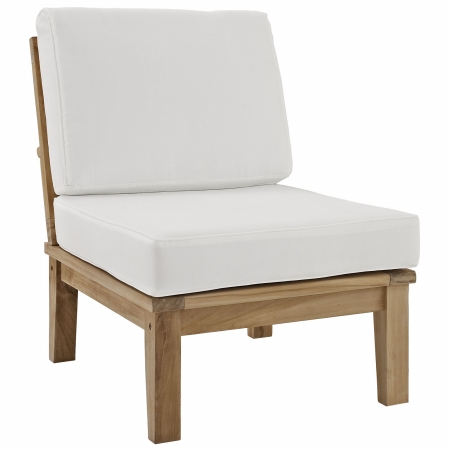 Eei-1150-nat-whi-set Marina Outdoor Patio Teak Middle Sofa, Natural White