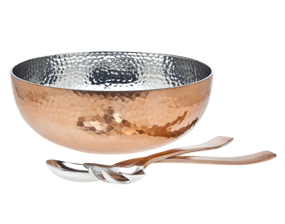 19417 Hammered Bowl With Server, Copper